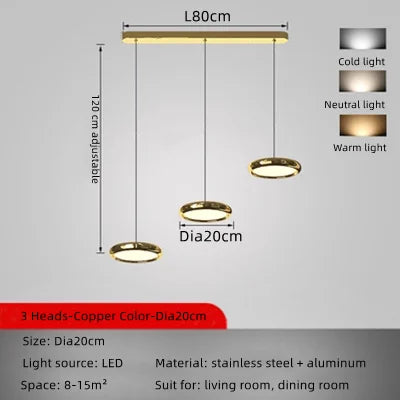 DecorBites™ Circular Dining Pendant Chandelier LED Light for Kitchen, Living Room & Bedroom