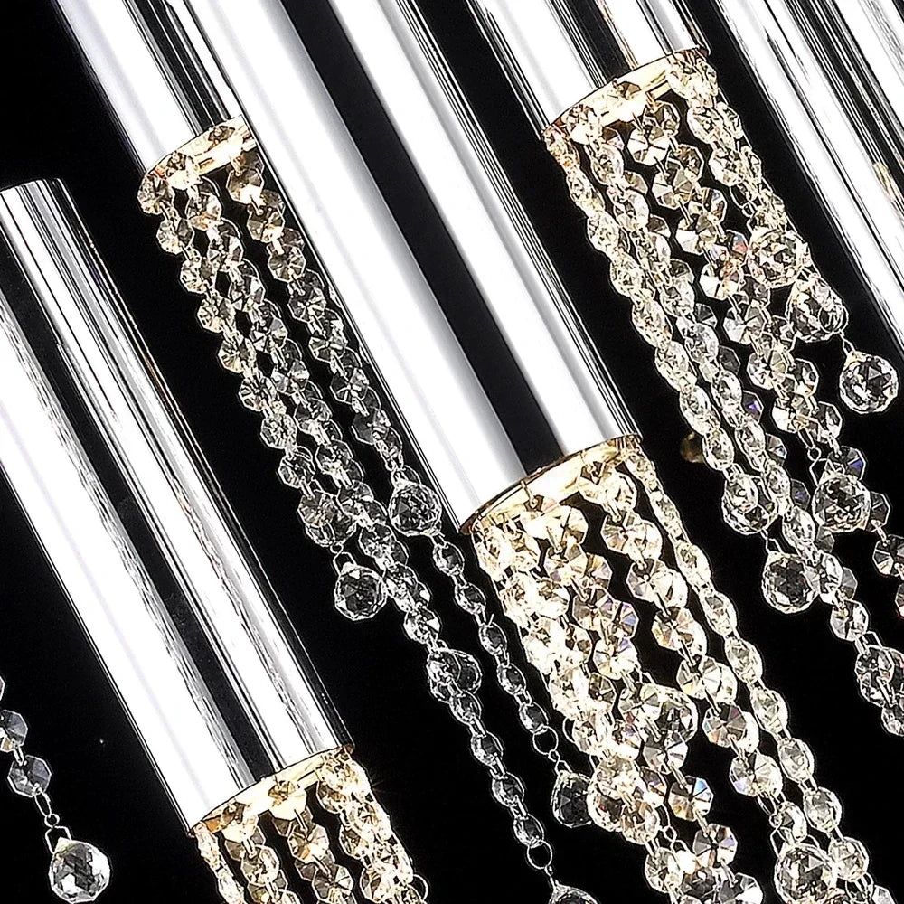 DecorBites™ Crystal LED Chandelier: Modern Luxury Staircase Hanging Fixture for Indoor Spaces
