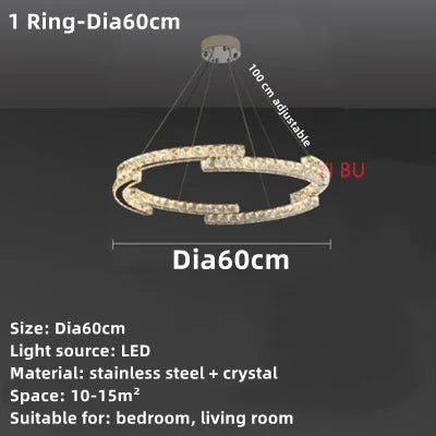 Lustre de plafond en cristal DecorBites™, éclairage intérieur LED miroir en acier inoxydable