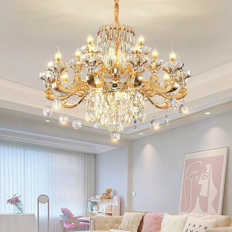 DecorBites™ Jade Crystal Chandelier: Modern European Living Room & Dining Lamp