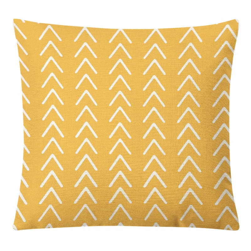 DecorBites™ Geometric Yellow Linen Pillow Cover for Modern Décor 45x45cm