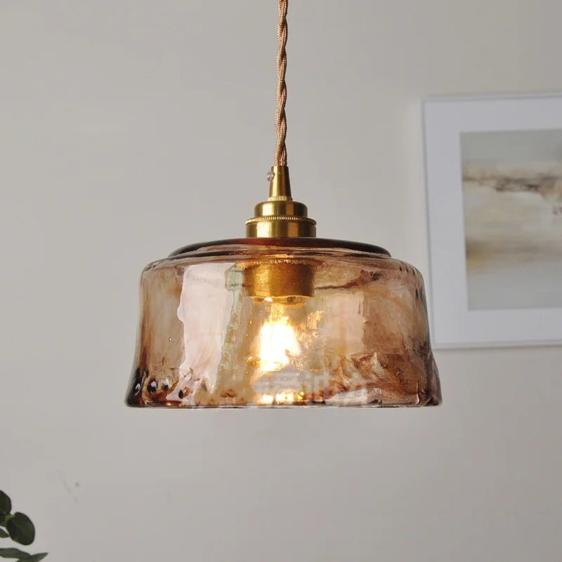 DecorBites™ Amber Glass Pendant Light with Adjustable Wire for Dining Room and Kitchen