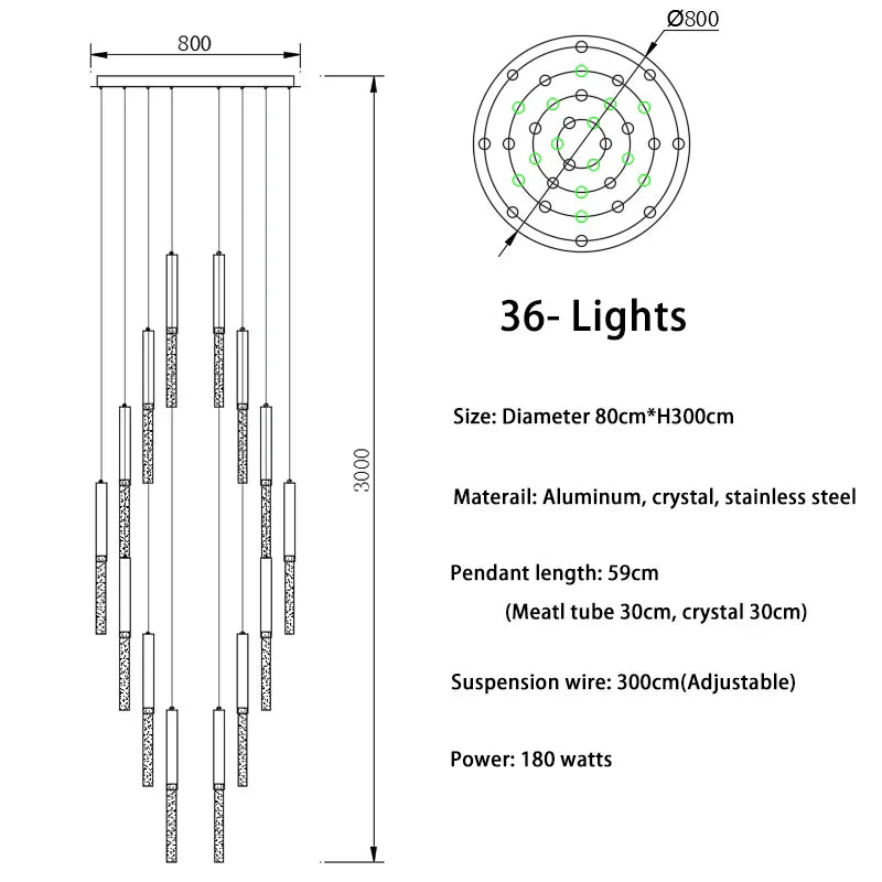 DecorBites™ Crystal Led Chandelier for Modern Loft Living Room Staircase, Gold Art Deco Hanging Lamp