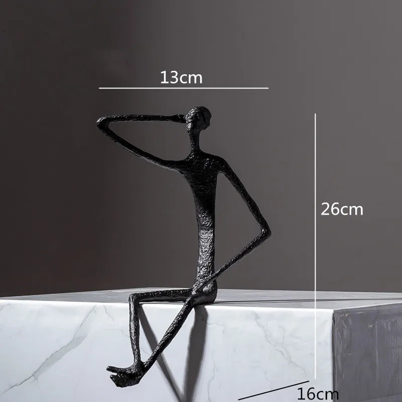 DecorBites™ Abstract Metal Human Sculpture Cast Iron Black Person Desktop Ornament