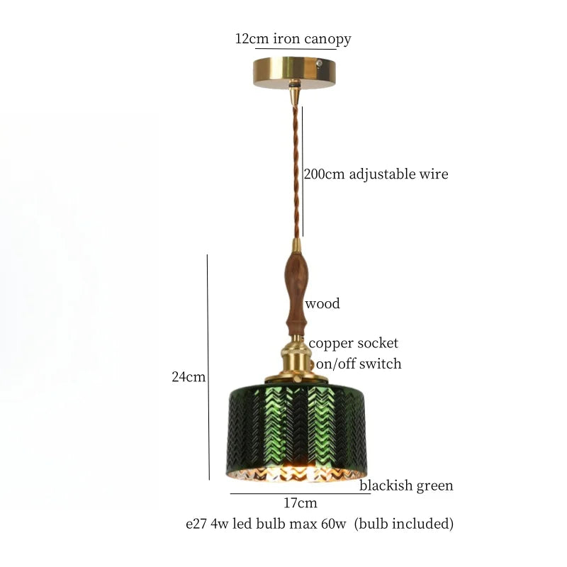 DecorBites™ Green Wave Glass Pendant Lamp: Modern Minimalism for Living Room, Bedroom, Cafe