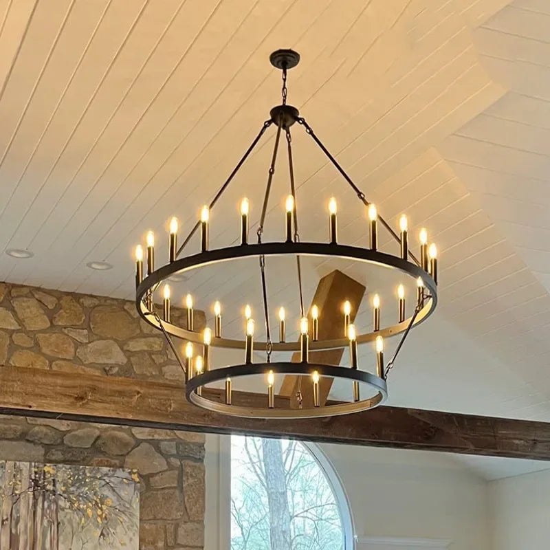 DecorBites™ Black Metal LED Pendant Chandelier for Living Room and Stairs