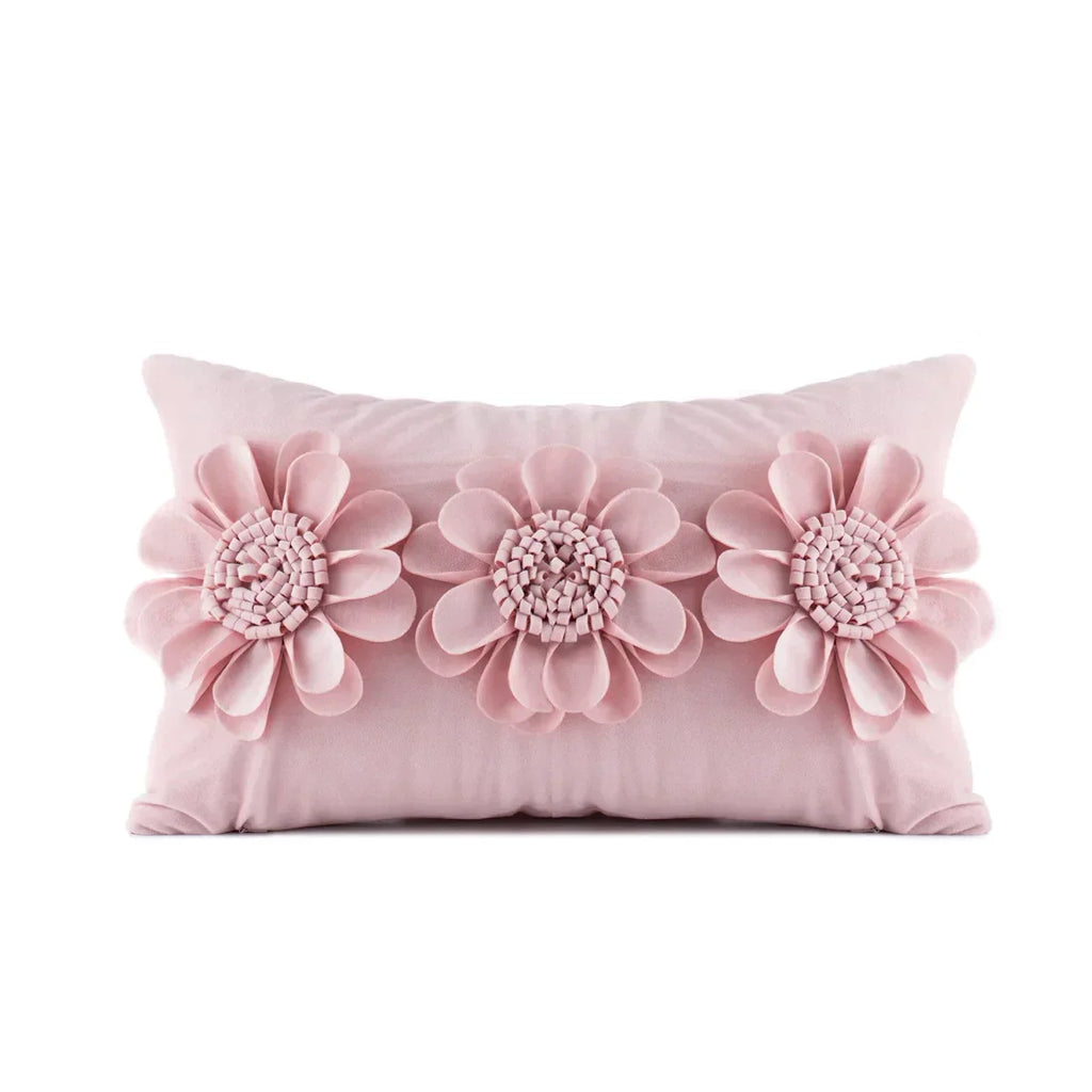 DecorBites™ 3D Velvet Flower Pillow Covers in Yellow Beige 45x45cm