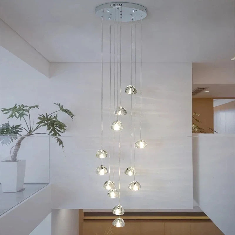 DecorBites™ Crystal Water Droplet Chandelier: Modern LED Staircase Pendant Light - Luxury Ball Hanging Lamp