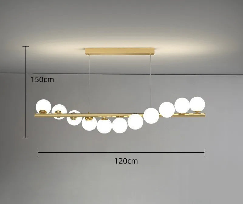 Lustre Or Boules en Verre DecorBites™ : Éclairage de Cuisine Salle à Manger Style Nordique