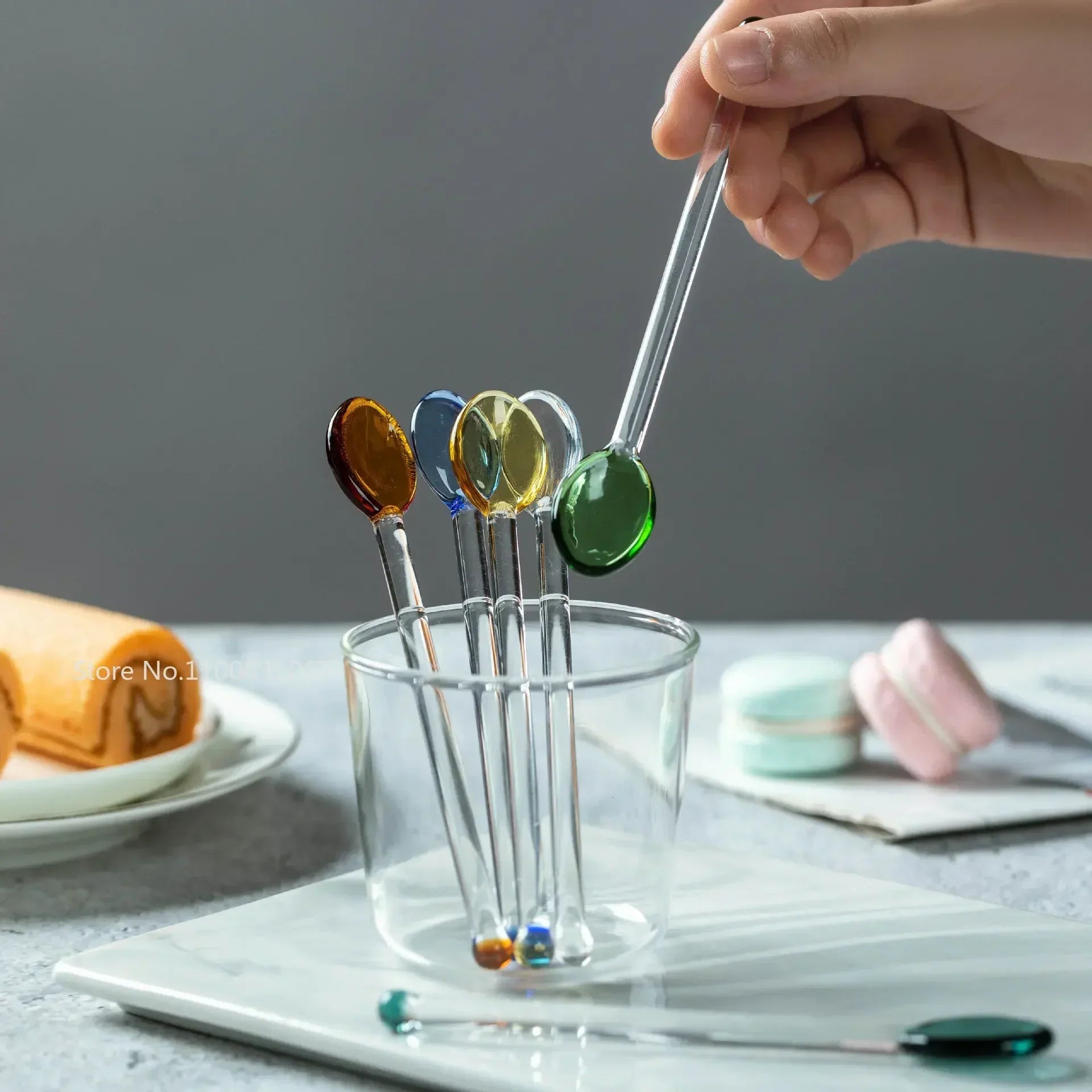 طقم ملاعق زجاجية DecorBites™ المقاومة للحرارة للقهوة والحلويات وبرطمان التوابل، ملعقة شاي