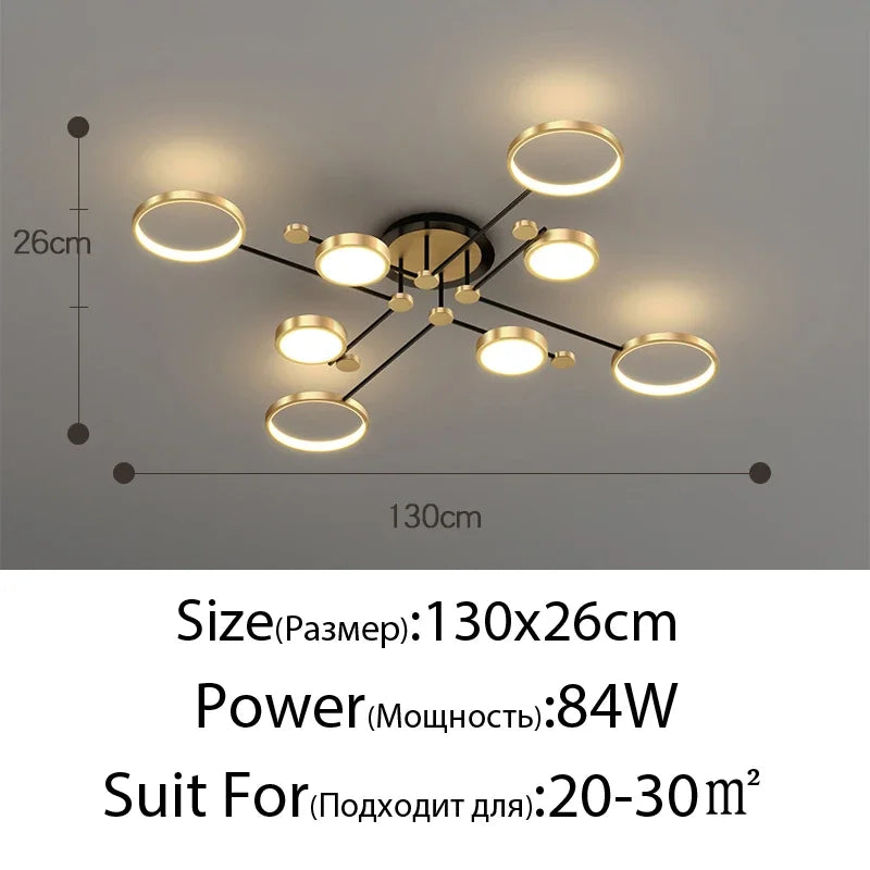 DecorBites™ Elegant Multi-Head Gold LED Ceiling Lamp for Living Room & Bedroom