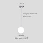 Gold/Black/silv Glass Ball Pendant Lights White Globe Hanging Lamps Bar Restaurant Deco Luminaire Bedroom Light E27 Pendant Lamp