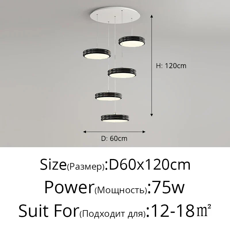 DecorBites™ Circular Modern Chandelier Pendant Light Dimmable Indoor Lamp for Dining & Kitchen Island