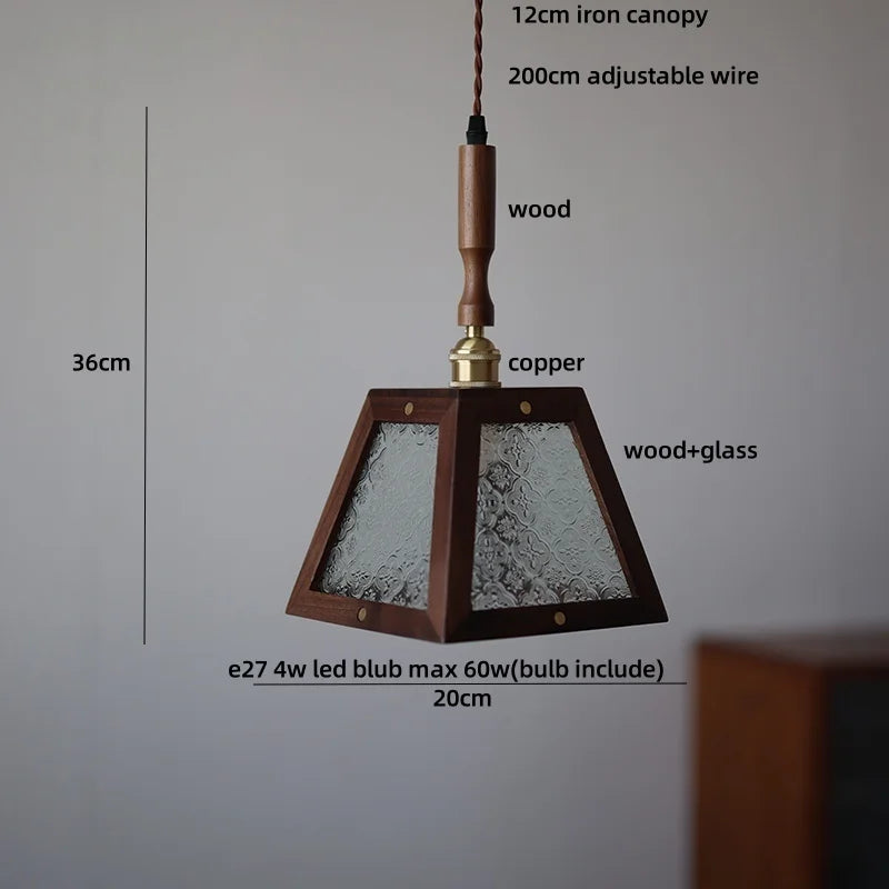 مصباح معلق زجاجي LED من DecorBites™ بقاعدة نحاسية لديكور غرفة المعيشة والطعام