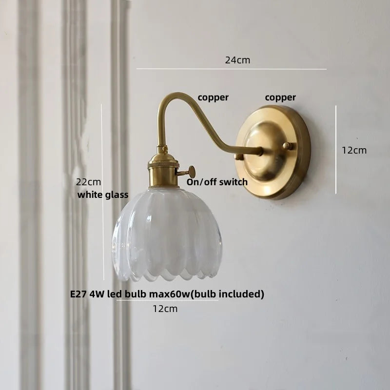 DecorBites™ Glass Copper LED Wall Sconce, Modern Kitchen Dining Room Bedside Lamp Wandlamp