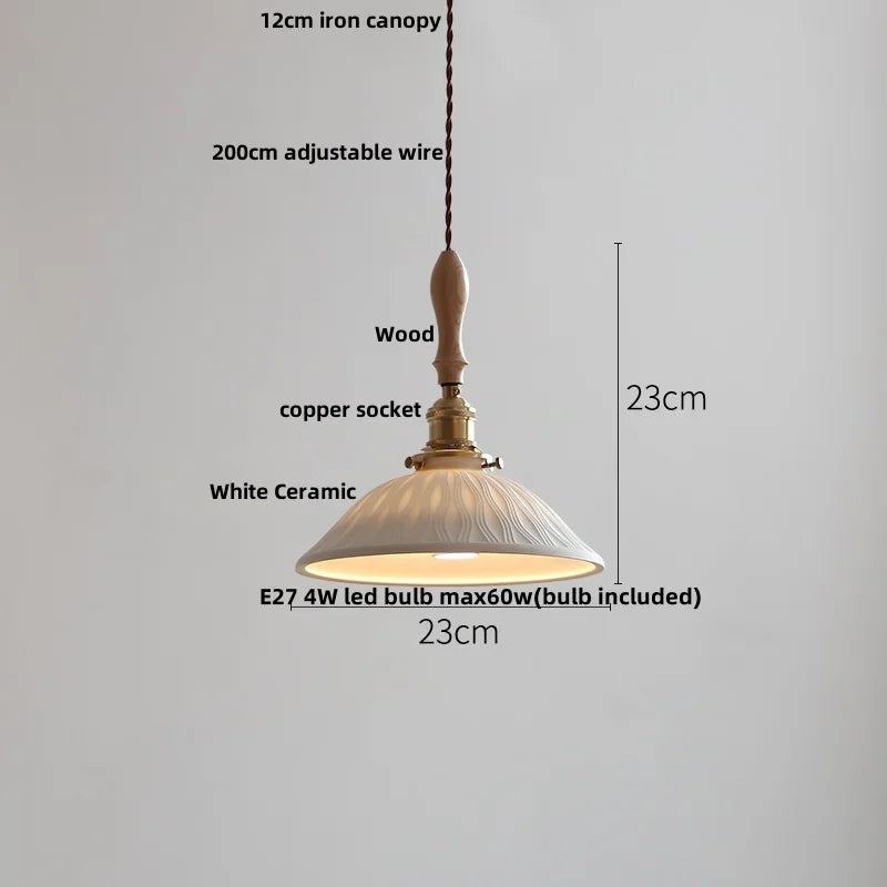 DecorBites™ Ceramic LED Pendant Lights with Ash Wood Nordic Design
