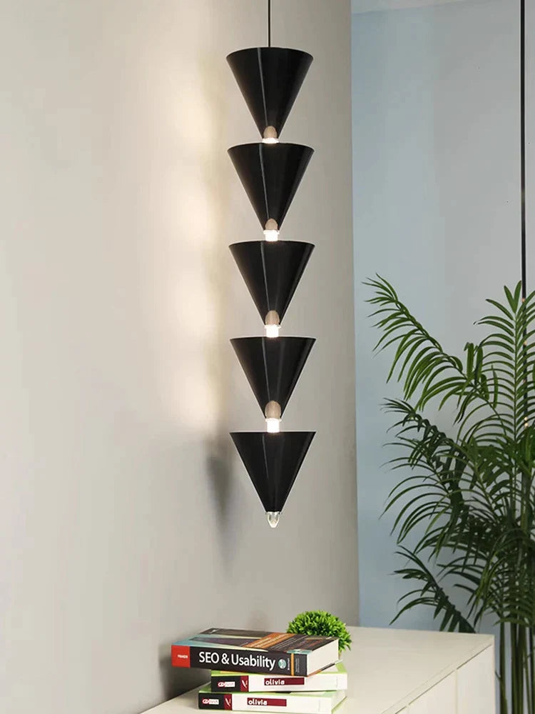 DecorBites™ Cream Bedroom Chandelier: Minimalist Cone Design, Long Line Branches