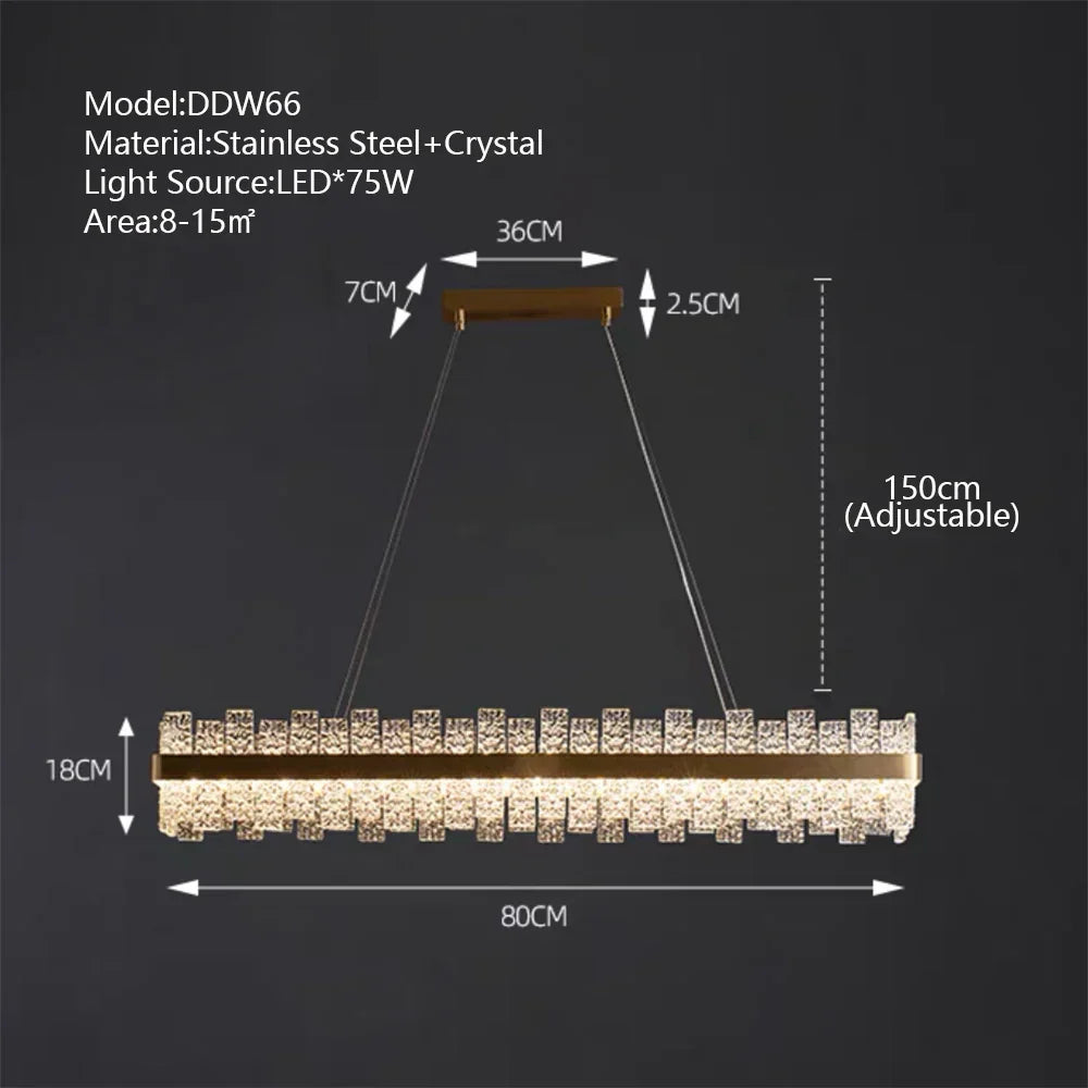 DecorBites™ Crystal LED Chandelier: Gold/Black Luxury Pendant Lighting for Home