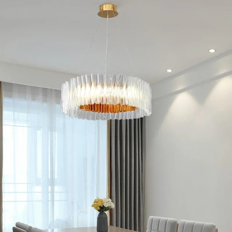 DecorBites™ Acrylic Ceiling Chandelier for Art Restaurant Hotel Living Room Kitchen LED Ring Light