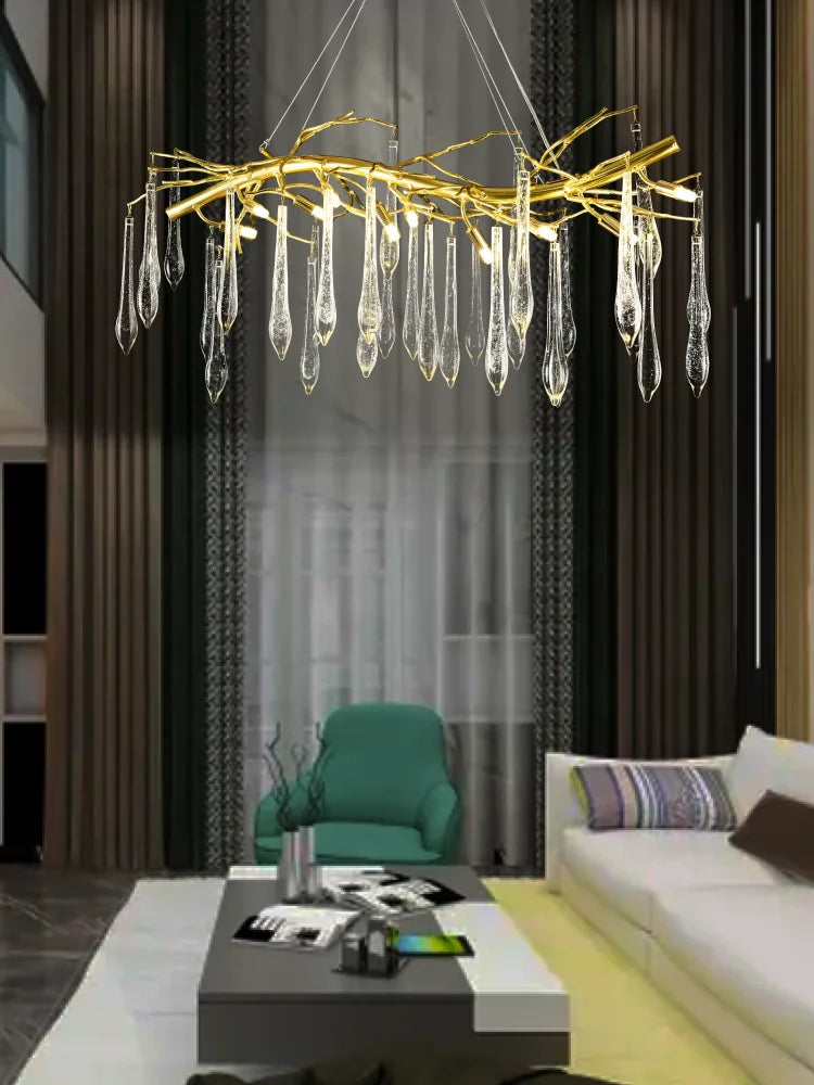 DecorBites™ ثريا كريستال قطرة كبيرة: مصباح متدلي عصري لغرف النوم والمطاعم