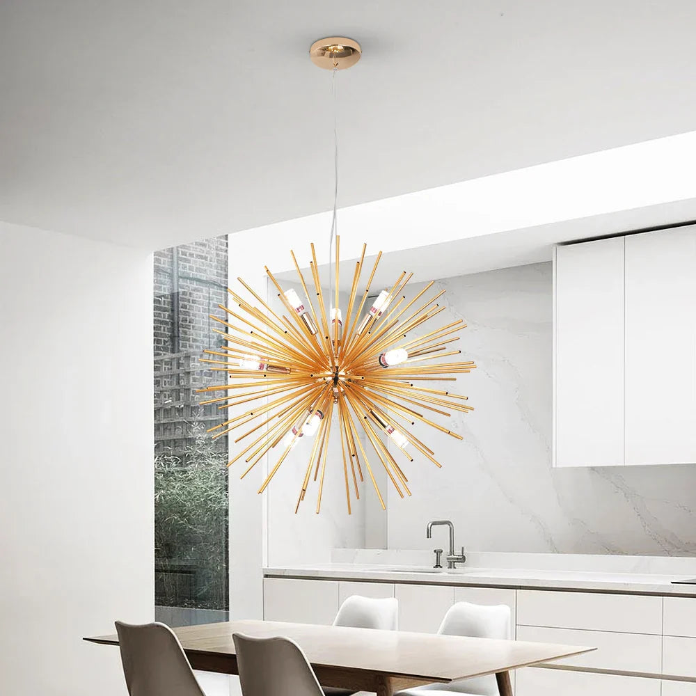 نجفة DecorBites™ الذهبية المعلقة بتقنية LED لجزيرة المطبخ وغرفة المعيشة العصرية