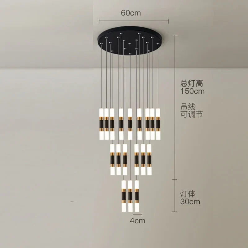 DecorBites™ Crystal LED Chandelier: Luxury Stair Lighting Fixture for Staircase, Minimalist Indoor Hangings