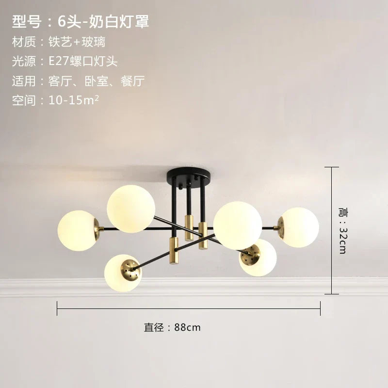 DecorBites™ Glass Ball LED Chandelier for Modern Living Room and Kitchen Lighting