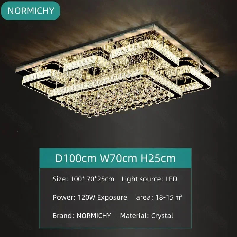 DecorBites™ Crystal LED Chandelier Silver Chrome Remote Control Light