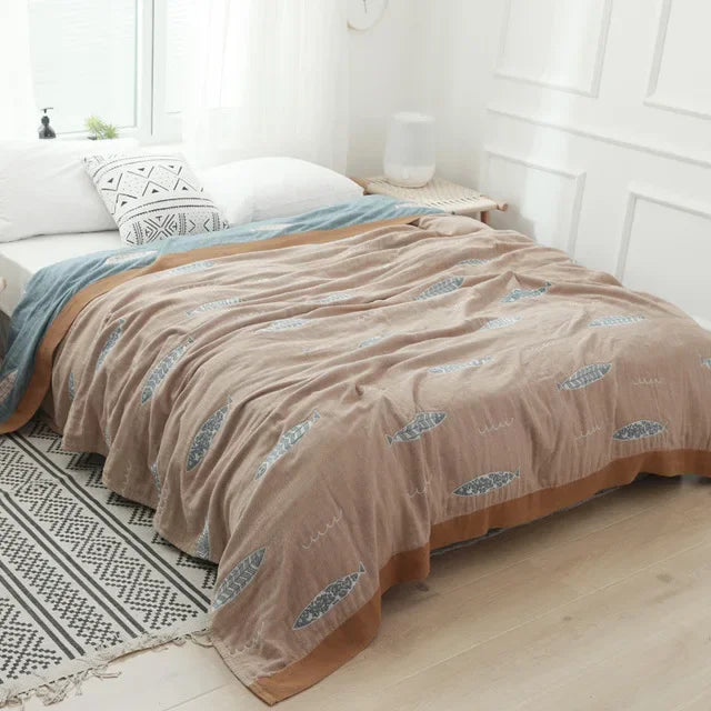 DecorBites™ Cotton Gauze Towel Throw Blanket - Soft and Cozy Bedspread for All Seasons