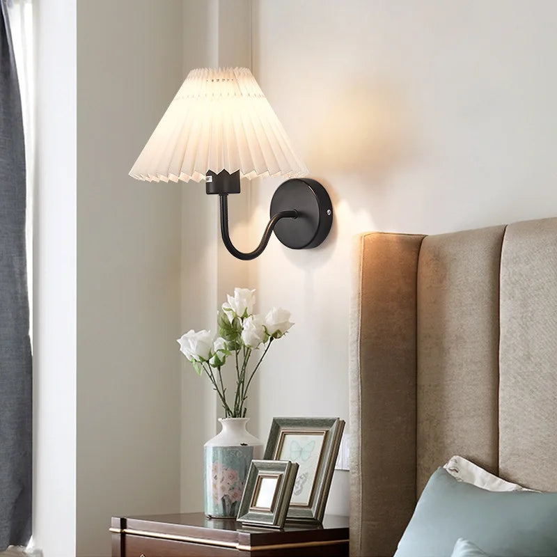 DecorBites™ Cloth Lampshade LED Wall Lamp for Bedroom & Living Room Decor