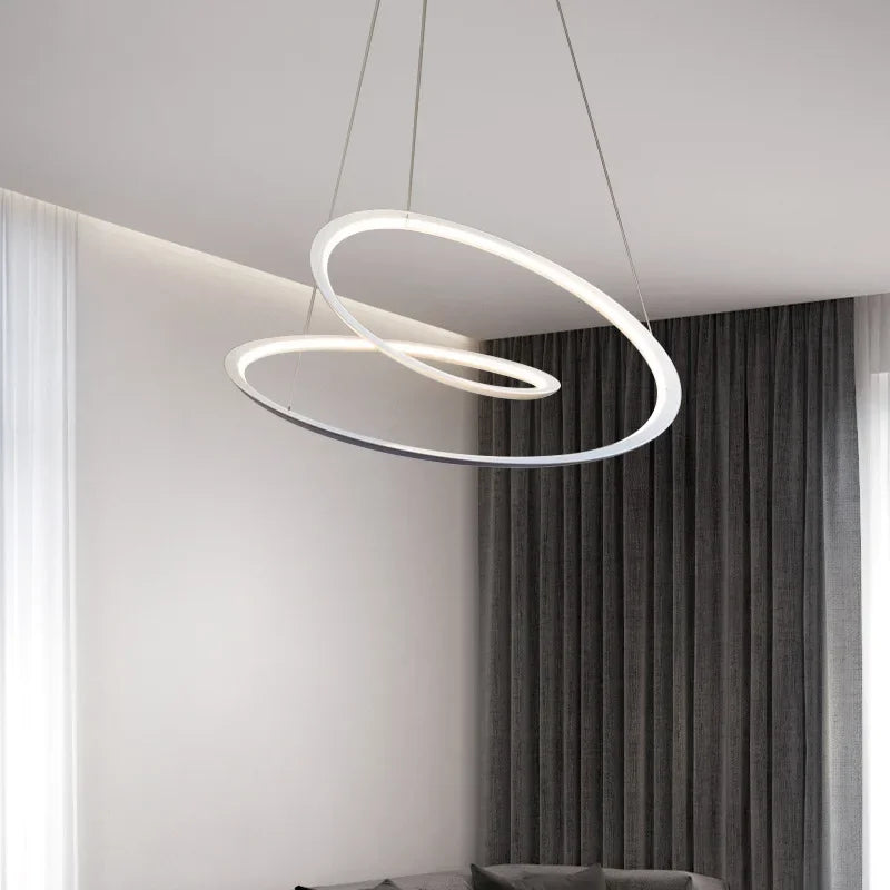 ثريا Kepler LED مستديرة من DecorBites™ لديكور غرفة المعيشة، مصباح معلق أبيض