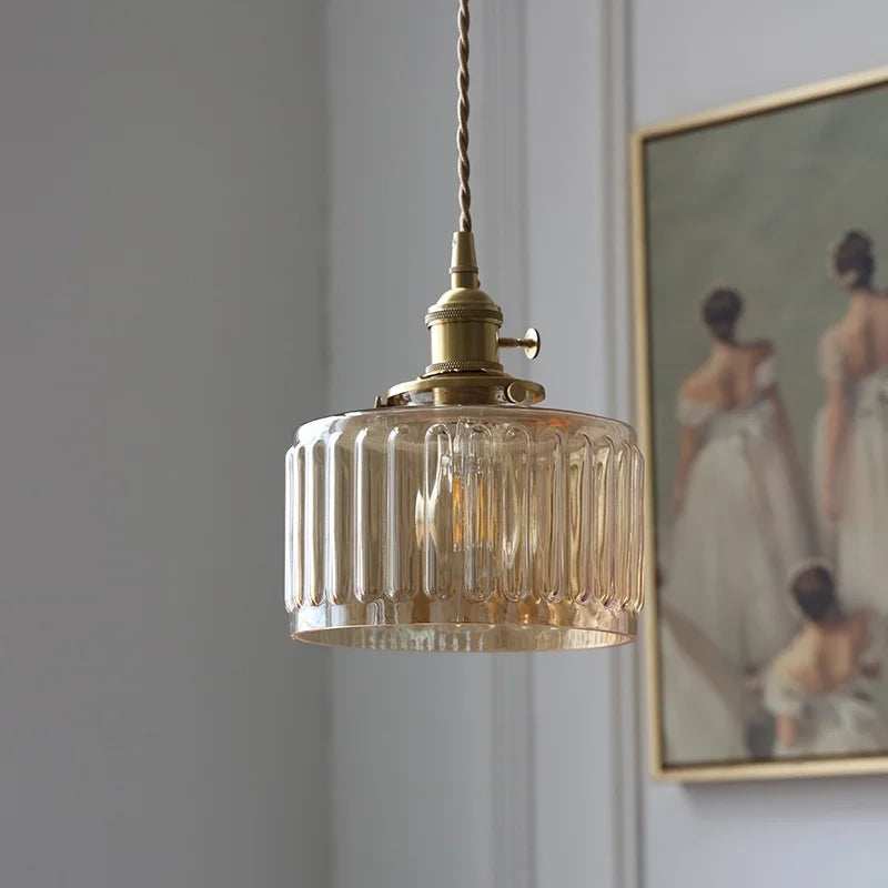 DecorBites™ Amber Glass LED Hanging Lamp - Adjustable Nordic Stair Pendant Light