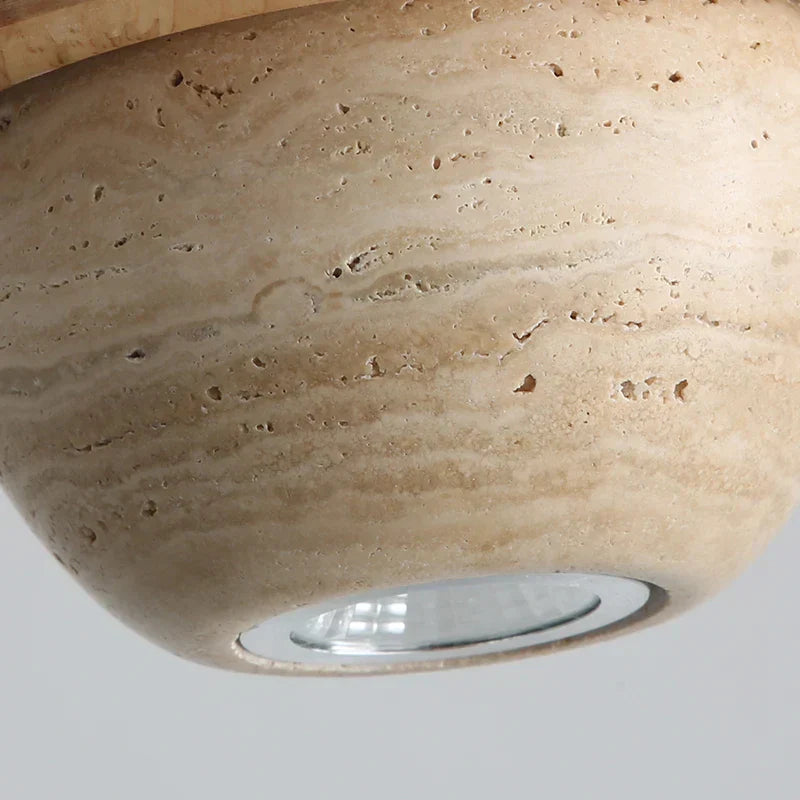 DecorBites™ Cave Stone LED Pendant Lights Wood Home Decor Yellow Globe Hanging Lamp