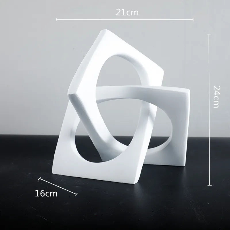 DecorBites™ Geometric Cross Square Ring Sculpture White - Home Decor Ornament