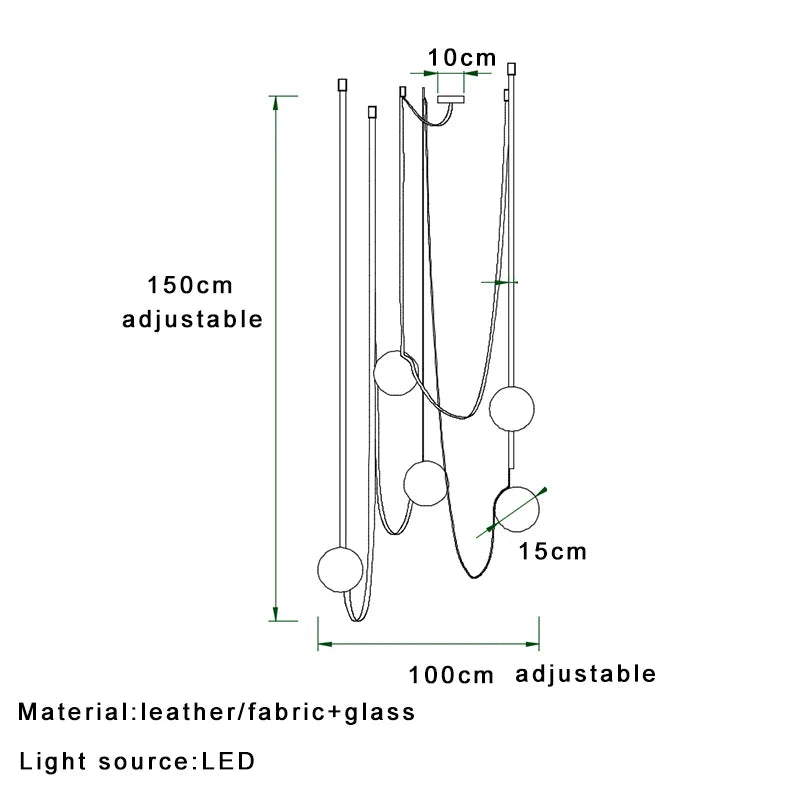 مصباح معلق DecorBites™ Leather Glass Ball لغرفة المعيشة، بتركيب حزام قابل للتعديل يمكنك تصنيعه بنفسك