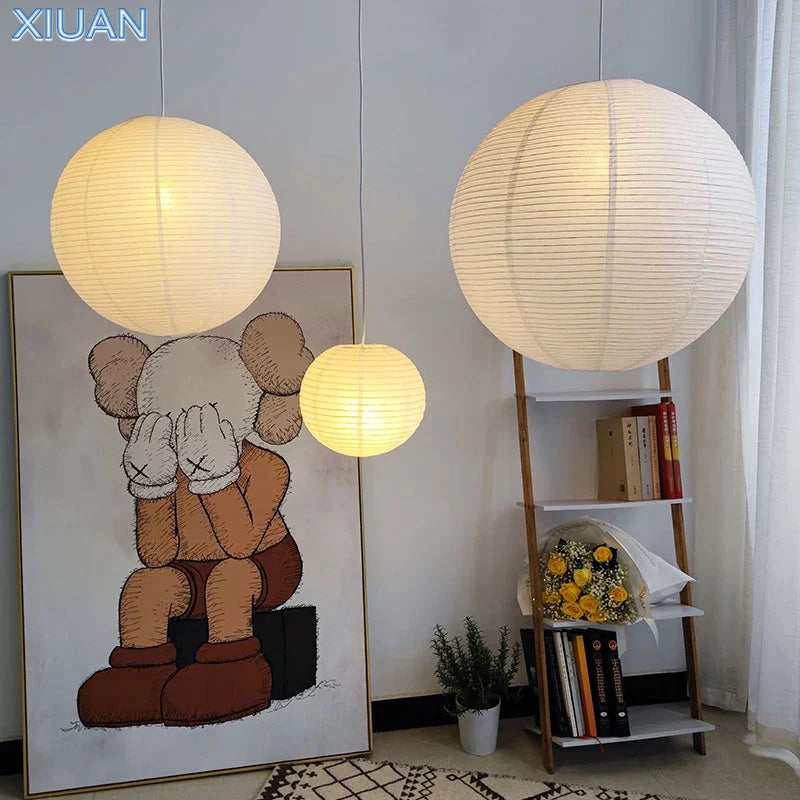 مصباح معلق كروي LED E27 على الطراز الياباني من DecorBites™ لديكور المنزل