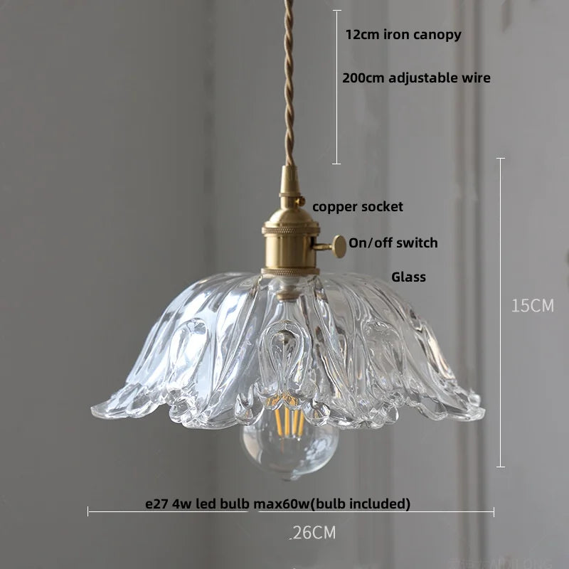 DecorBites™ Cullet Glass LED Pendant Lamp with Walnut Copper Design for Living and Dining Room