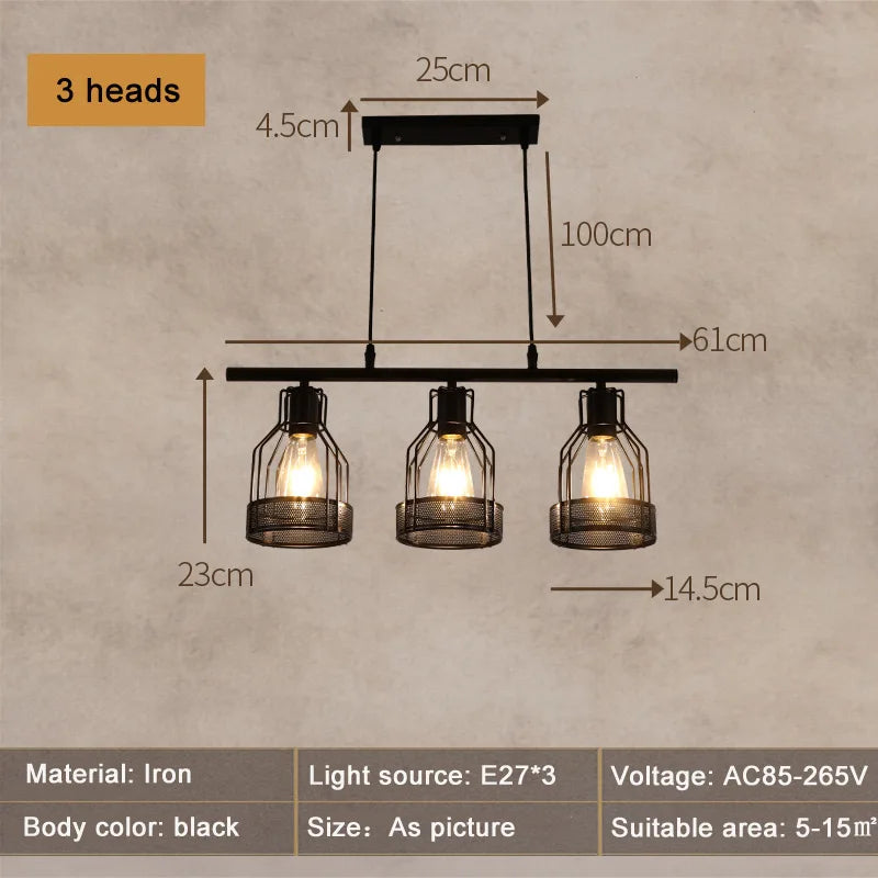 DecorBites™ Industrial Loft Chandelier for Living Room Bedroom Coffee Shop Dining: 3/4/5 Heads