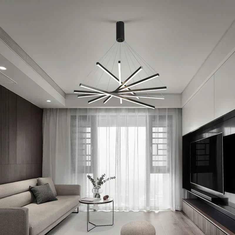 DecorBites™ Aluminum Ceiling Chandelier with Changeable LED Shape for Stairway and Living Room