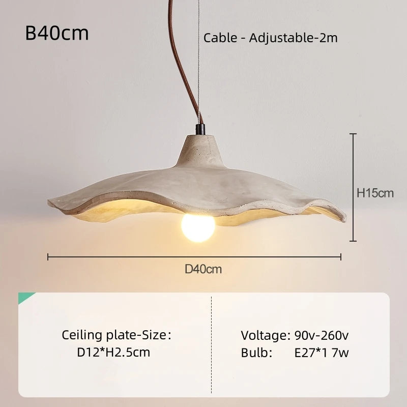Japanese Wabi-Sabi Cream Wood Pendant Light