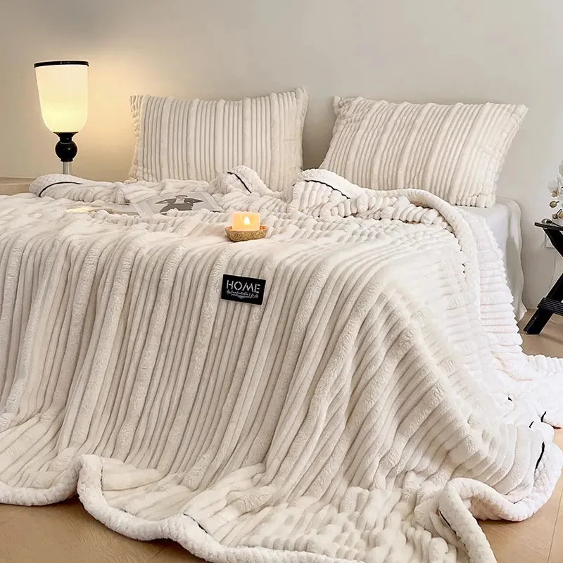 DecorBites™ Cozy Faux Rabbit Plush Blanket for Autumn/Winter - Soft Milk Velvet Nap Blanket