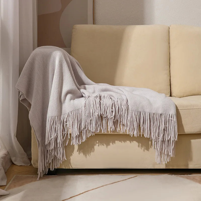 بطانية أريكة منسوجة Nordic DecorBites™ - فوطة نهاية سرير ناعمة من مزيج الصوف لديكور غرف نوم الفنادق