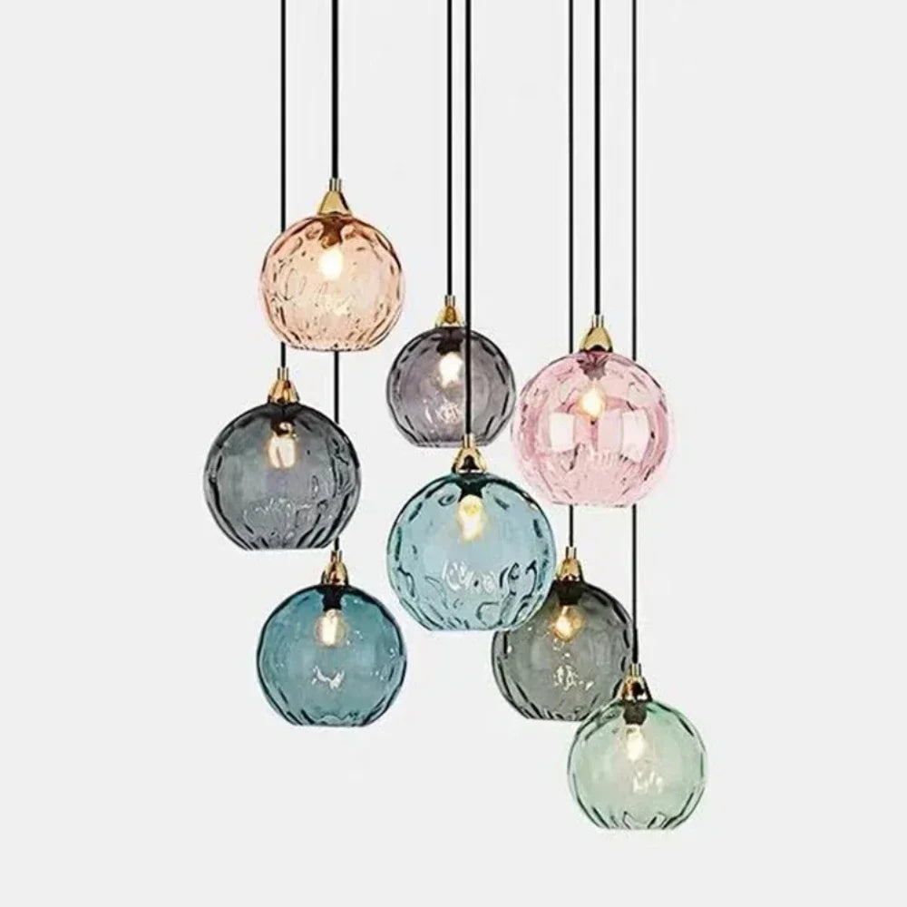 Modern Colorful Glass Pendant Light in Polished Chrome