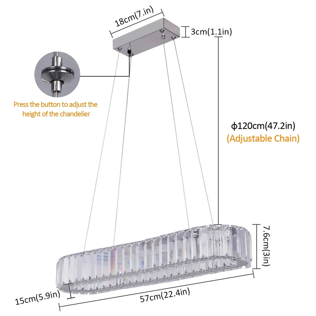 DecorBites™ Crystal Oval Design LED Chandelier: Modern Large Pendant Light for Living Room & Bedroom
