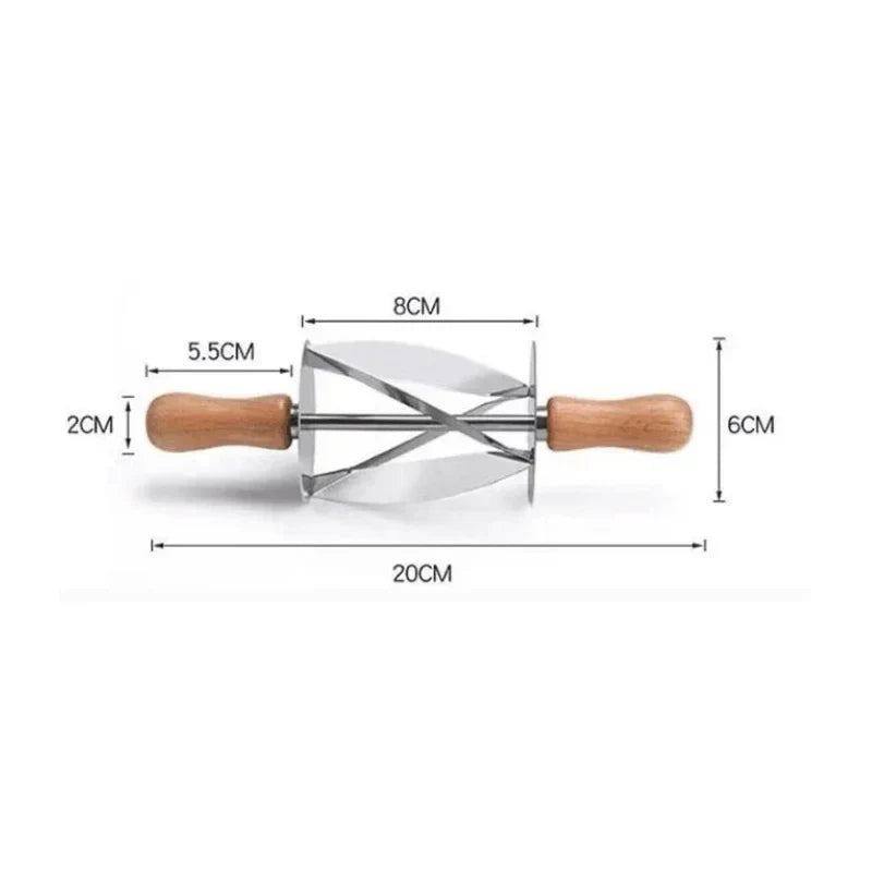 DecorBites™ Croissant Dough Cutter: Stainless Steel Handle, Pastry Wheel Knife for Baking