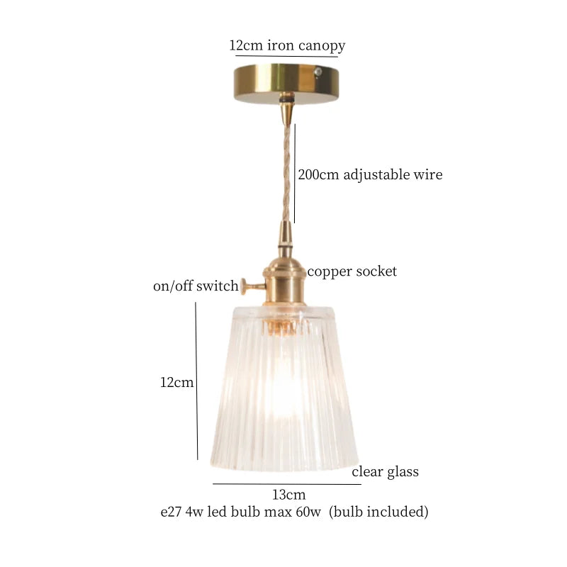 DecorBites™ Green Brass Glass LED Pendant Light for Kitchen Cafe Bar Loft Decoration