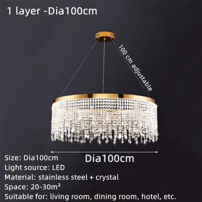 DecorBites™ Crystal Waterfall Chandelier for Foyer Dining Room Hotel Home Decor