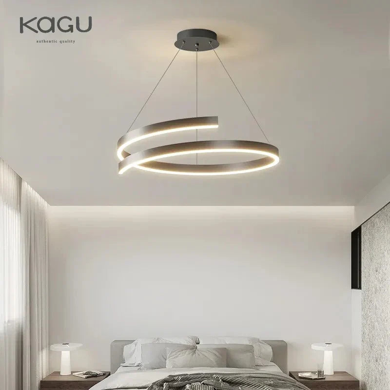 DecorBites™ Black/White Spiral Chandelier for Living Dining Kitchen. Trendy Round Indoor Lighting Fixture.
