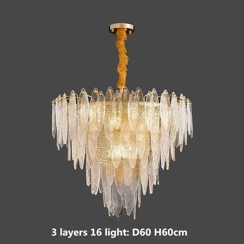 DecorBites™ Gold Metal Chain LED Pendant Lights for Modern Luxury Living Room