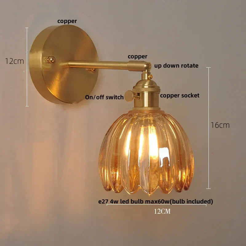 DecorBites™ Clear Glass LED Wall Lights Up Down Rotate Copper Nordic Modern Stair Sconce